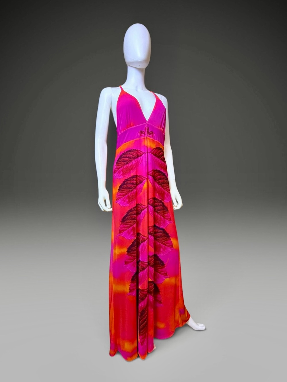 Desigual Pink Orange Sheer Mesh Maxi Dress Size XL